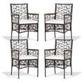 thumbnail image 3 of Costway 4pcs PE Wicker Patio Bistro Chairs Acacia Wood Armrests w/ Cushions Outdoor, 3 of 8