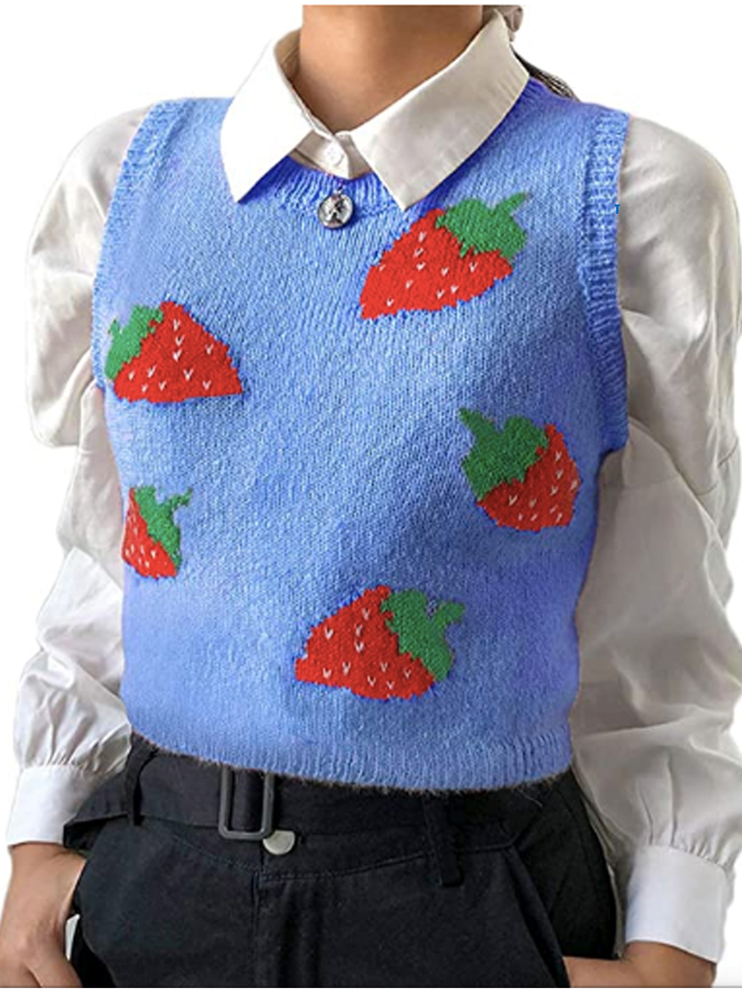 Womens Y2K Sweater Vest Argyle Plaid 