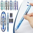 thumbnail image 5 of Fountain Pen Retractable: 0.38mm Blue&Black Ink Barrel Includes 5 Refillable Ink Cartridges, Medium Nib Barrel for Smooth Writing No Leaking, 5 of 8