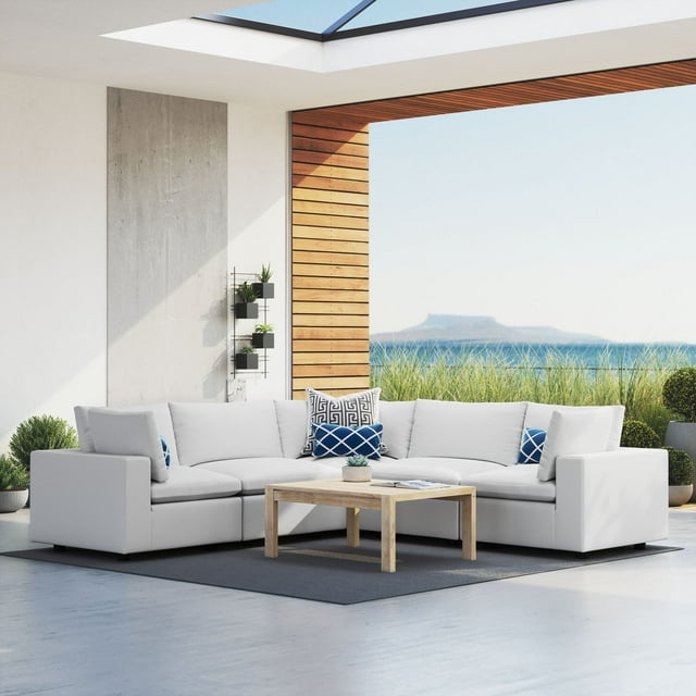 Modway Commix Sectionnel de Mobilier de Patio Extérieur Sunbrella 5 Pcs, Blanc