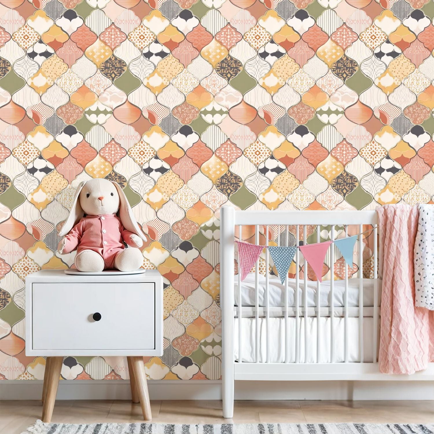 Peel and Stick Wallpaper 23.6in x 9.8ft Bohemian Moroccan Tile Muted Earth Tones Intricate Designs Contact Paper Vinyl Self-Adhesive Removable Wall Paper for Bedroom Bathroom Renter Friendly