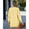 thumbnail image 4 of CHICME Womens Zipper Slit Long Sleeve Sweatshirt Dress Casual Pullover Tops Fall Outfit Yellow-XL, 4 of 6