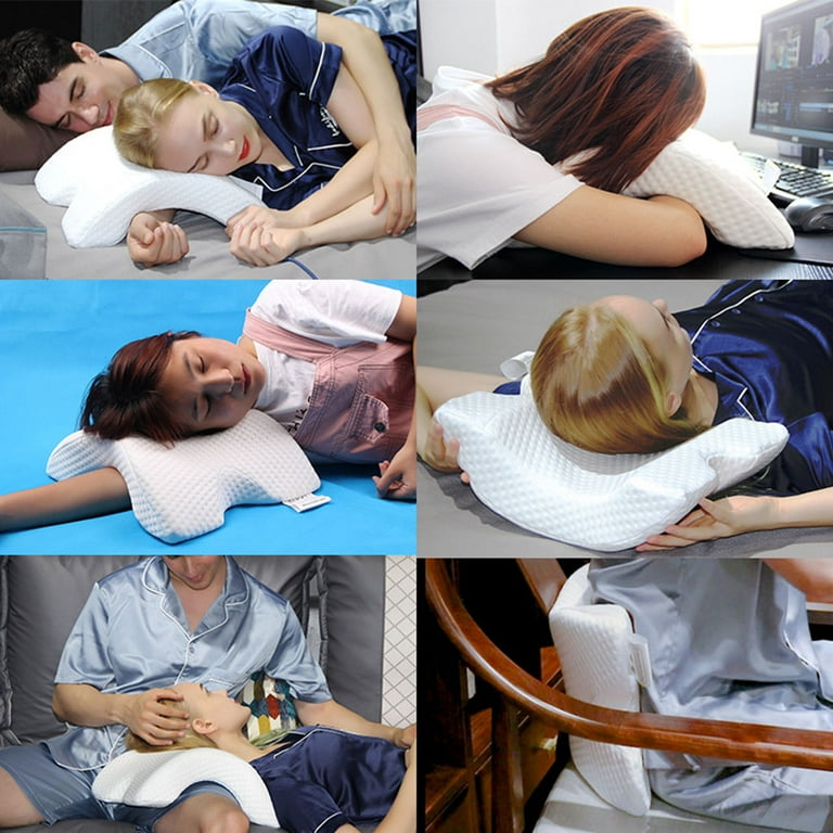 Mannya Memory Foam Pillow Tunnel Slow Rebound Pressure Pillow Arm Pillow Spooning Pillow Arched Neck Cervical Pillow for Travel