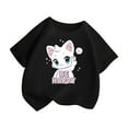 thumbnail image 2 of WOYY Toddler Girls Cute Graphic Tee Cartoon Cat Print Cotton Short Sleeve T-Shirt, Sizes 3-12, 2 of 4