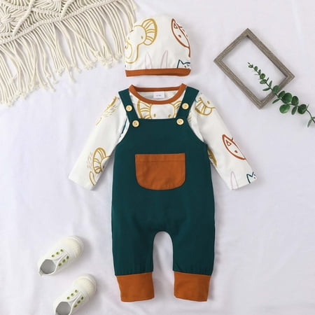 

XMMSWDLA Deals Clearance Baby Outerwear Baby Girls Boys Long-sleeve Animal Print Long-sleeved Clothes Bow Suspender And Trousers Two-piece Set Outfit Clotheses