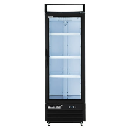 Maxx Cold V-Series Single Glass Door Merchandiser Refrigerator, 25"W, 16 cu. ft. Storage Capacity, in Black (MXM1-16RBHC)