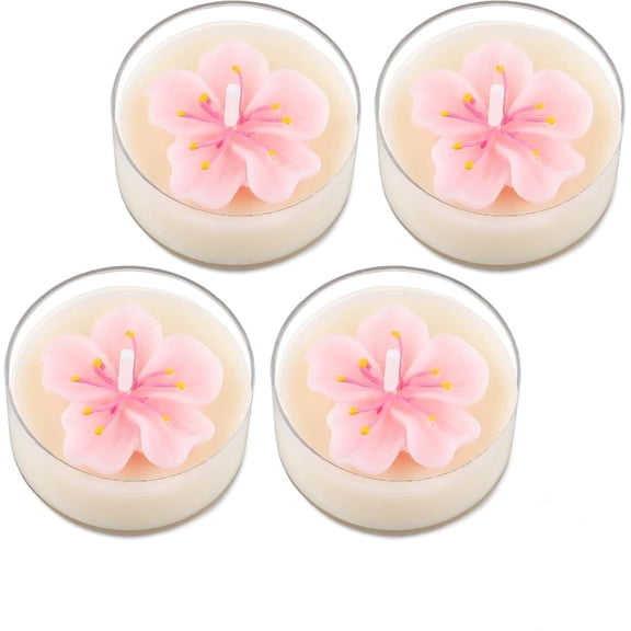 Rirvix 4 Pack Peach Blossom Shaped Scented Candles, Mini Soy Wax White Peach Oolong Fragrance Decorative Candles, Tabletop Decor for Bathroom, Party, Wedding Favor & Birthday Gift