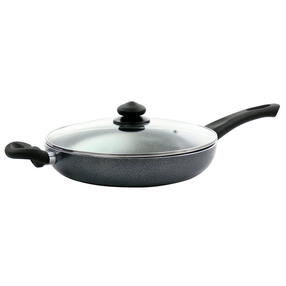 Oster Pallermo 3.5 Quart Aluminum Nonstick Saute Pan in Charcoal with Lid