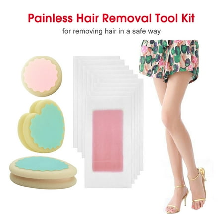 3pcs Painless Hair Removal Sponge 10pcs Wax Strip Paper Remover