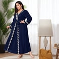 thumbnail image 5 of AURA Women Plus Size Muslim Long Sleeve Maxi Dress Elegant Lace Patchwork Belt Dress, 5 of 10