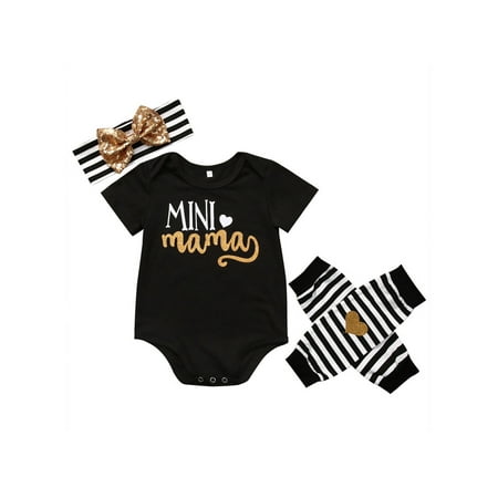 

4pcs Newborn Infant Kids Baby Girl Romper+Leg Warmer+Headband Clothes Outfit Set