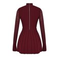thumbnail image 4 of Vestido Vestido de manga larga acampanado de punto Una línea Vestido ahuecado Jersey Hotsweet Clubwear Ygjytge Vino Tinto M para Mujer, 4 of 8