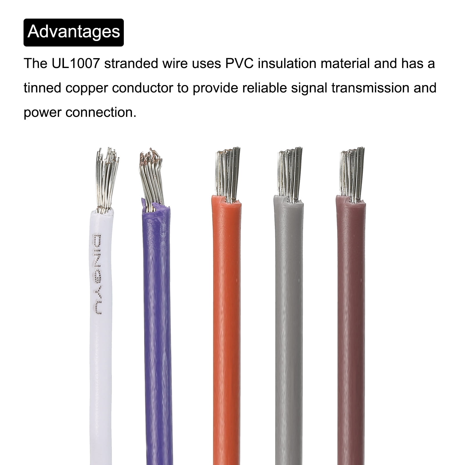 Uxcell 16AWG Wire 16 Gauge Electrical Wire, 25m(82ft Total) 1007 Stranded Wire Hookup Wire Tinned Copper Wire