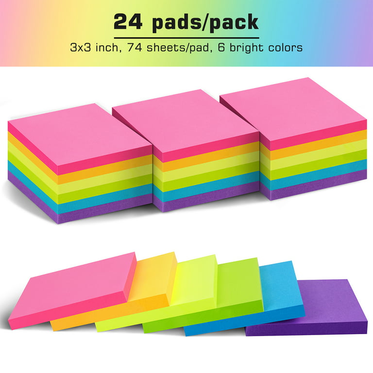 (8 Pack) 800 Sheets of Sticky Notes 3x3, Colored Sticky Notes, Sticky Note  Pads, Stickey Notes Bulk, Sticky Pad, Colorful Sticky Notes Pack, Stickies