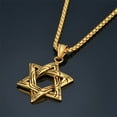 thumbnail image 6 of Men Star of David Pendant Necklace 14K Yellow Gold Link Chain Gold/Silver Color Jewish Magen David Hexagram Necklace Statement, 6 of 8