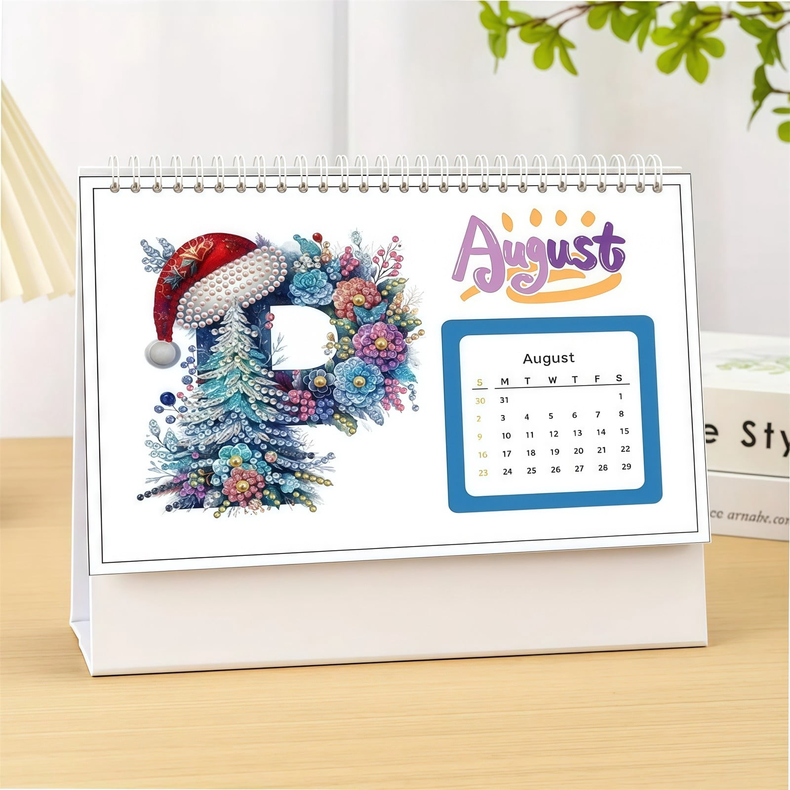 FLOPESN 2026 DIY Diamond Art Desk Painting Calendar,Creative Design Thick Paper Calendar with To Do List Ornaments Monthly Flip Tabletop Calendar for Home Office Planning-Santa Claus