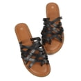 thumbnail image 2 of Pennysue Women Strappy Slippers Summer Black Flat Sandals Size 8, 2 of 8