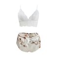 thumbnail image 2 of Gibobby Lenceria mujer sexy Conjunto de Lencería Sexy para Mujer Sexy Conjunto de Bralette de Encaje Cruzado Conjunto de Brasier y Bragas(Blanco, G), 2 of 5