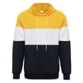 thumbnail image 5 of Penkiiy Mens Patchwork Color Waffle Hooded Sweatshirt Casual Long Sleeve Drawstring Waffle Knit Pullover Hoodies XS Yellow, 5 of 9
