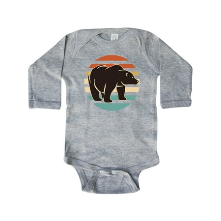 

Inktastic Bear Silhouette Retro Sunset Gift Baby Boy or Baby Girl Long Sleeve Bodysuit