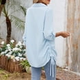 thumbnail image 3 of biudgviw Women's Shirts for Beach Vacation Drawstring Swimsuit Cover up Oversized Casual Roll up Long Sleeve V Neck Going Out Tops, 3 of 3