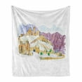 thumbnail image 1 of Landscape Soft Flannel Fleece Throw Blanket, Fine Art Drawing of Desert City, Cozy Plush for Indoor and Outdoor Use, 60" x 80", White Multicolor, by Ambesonne, 1 of 5