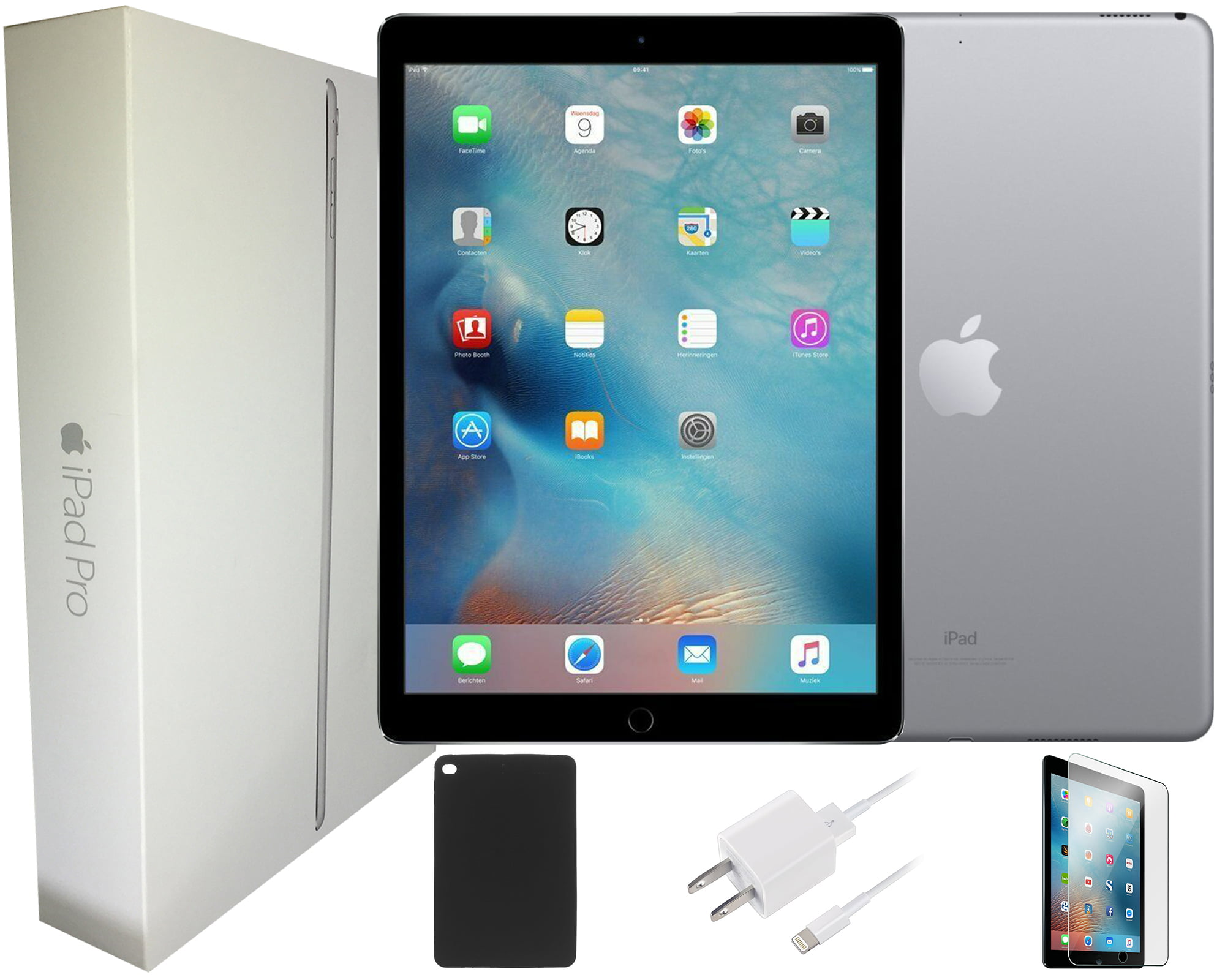 Apple iPad Pro 12.9-Inch, 128GB, Space Gray, Wi-Fi +4G Unlocked and Bundle:  Pre-Installed Tempered Glass, Case, Charger! (Scratch & Dent)