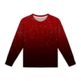 thumbnail image 6 of Efsteb Girls Tops Long Sleeve Soft Crew Neck Gradient Print Casual Comfy Tunic Tops for All-Season Styles（Wine，9 Years）, 6 of 6