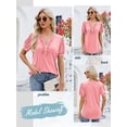thumbnail image 7 of ZXSXSY Women's Buttons V Neck Puff Short Sleeve Tunic Top, 7 of 7
