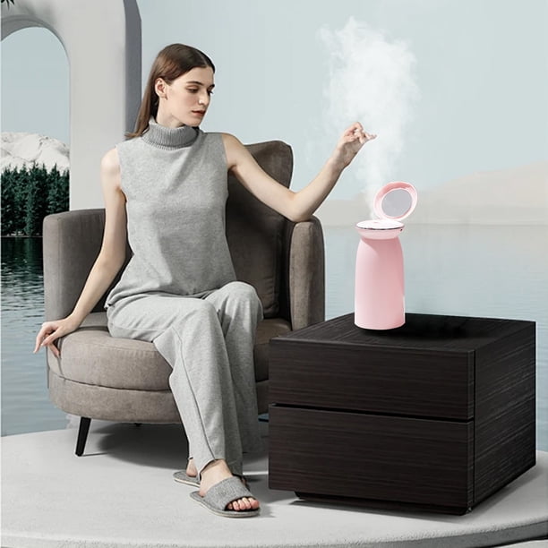Fiudx Ofertas relámpago Humidificador hidratante para maquillaje, espejo para coche, hogar, oficina, humidificador en aerosol, humidificador USB, luz nocturna para dormitorio y hogar, silenciador