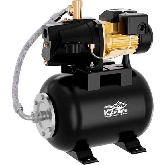 GP Enterprises B3191237 0.5 HP Cast Iron Shallow Well Jet Pump & Tank System, 7.2 GPM - Black
