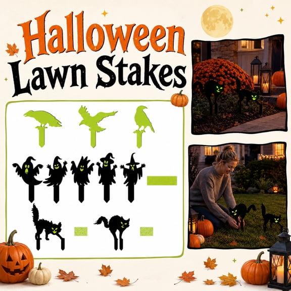 2 Pack 8 X 8 Inch Glow in The Dark Halloween Decor Scary Outdoor Halloween Decorations Spooky Halloween Yard Decor for Lawn Porch and Haunted House Display