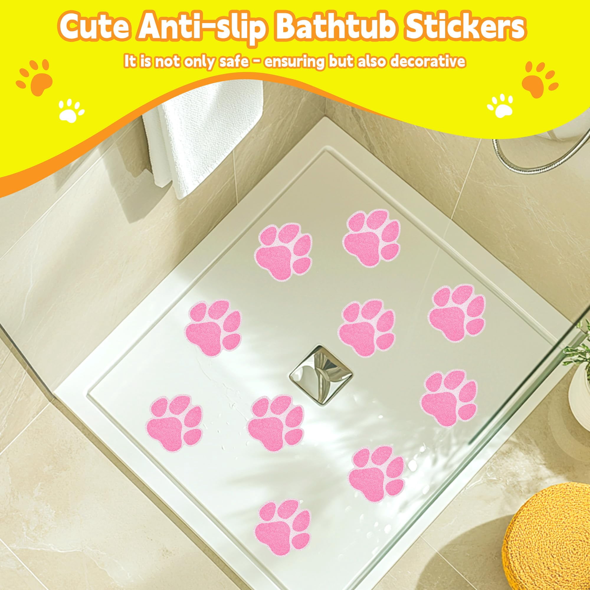 Non-Slip Bathtub Stickers, 20 PCS Large Safety Bathroom Tubs Showers Treads Adhesive Decals with Premium Scraper (Black)