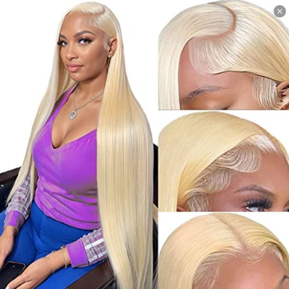 TL New European and American Style Women's Lace Front Synthetic Wig Light Blonde Long Straight Hair