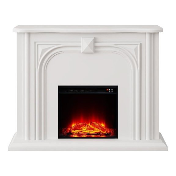47.5" Wide Freestanding Fireplace with Realistic LED Flames - White