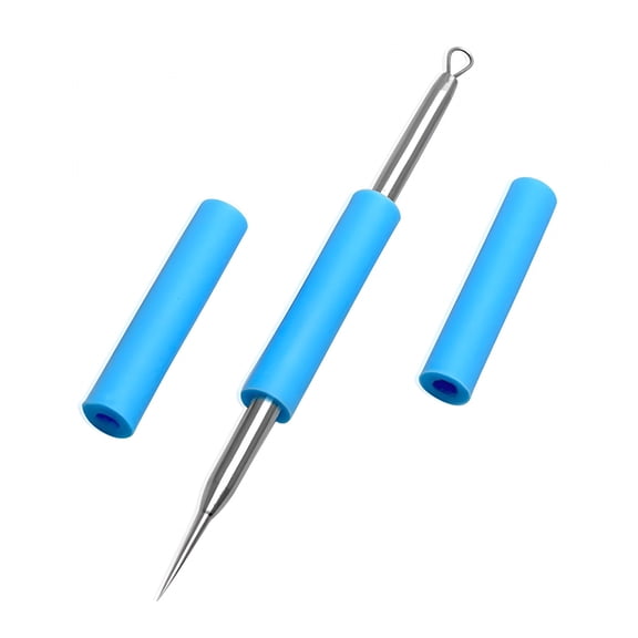RAGUPEL Silicone Cover Blackhead Comedone Zit Pimple Spot Facial Remover Needle Pin Tool Extractor (Blue)