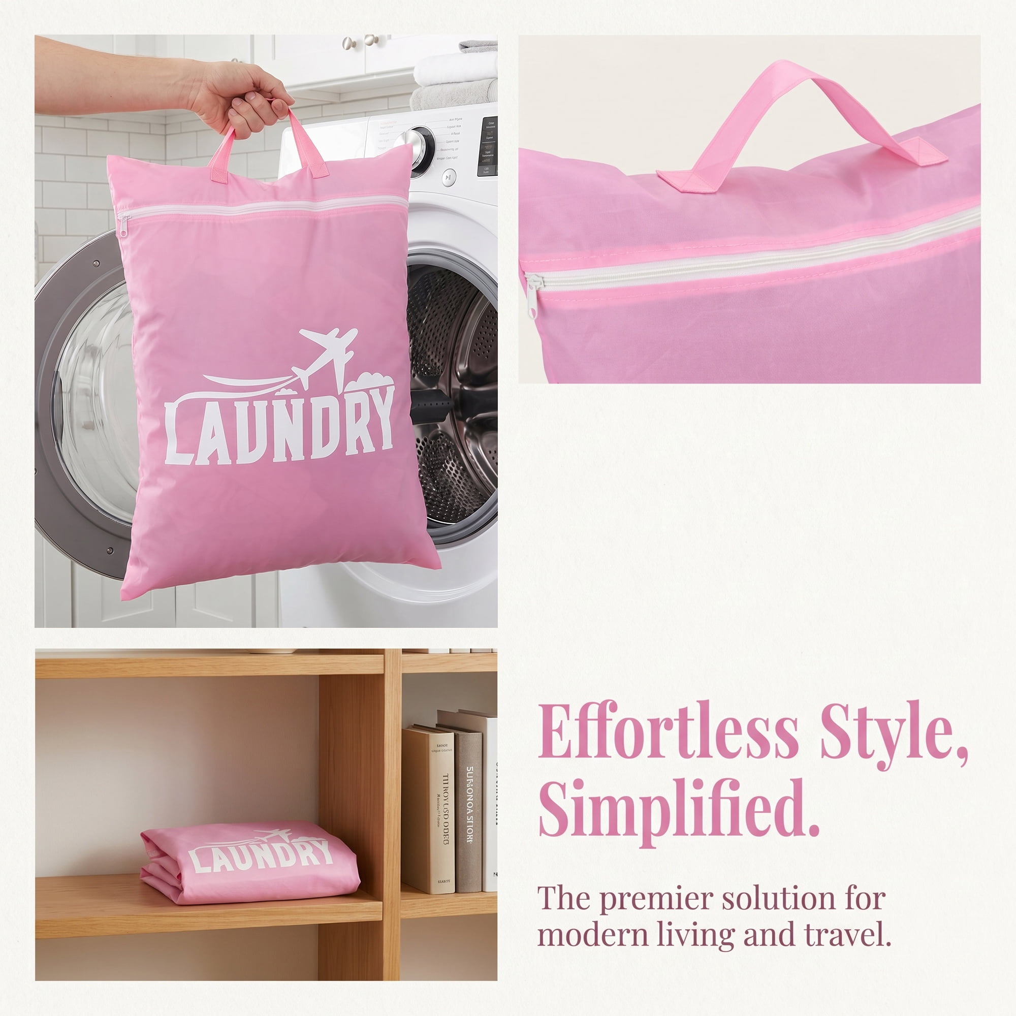 Unique Bargains 2Pcs Waterproof Wet Dry Lightweight Mesh Laundry Bag Pink 18.9" x 22.8"