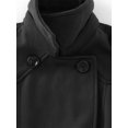 thumbnail image 3 of KVE Women's Classic Double Breasted Pea Coat Winter Mid-Long Slim Trench Coat with Belt Black Small, 3 of 7
