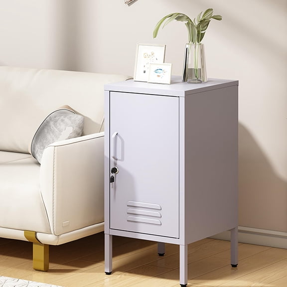 Gaderth Metal White Nightstand With Lock, File Cabinet With Shelves Storage Cabinet,27.55" Metal Bedside Table, Bedside End Table Side Table Cabinet For Bedroom, Dorm And Small Spaces