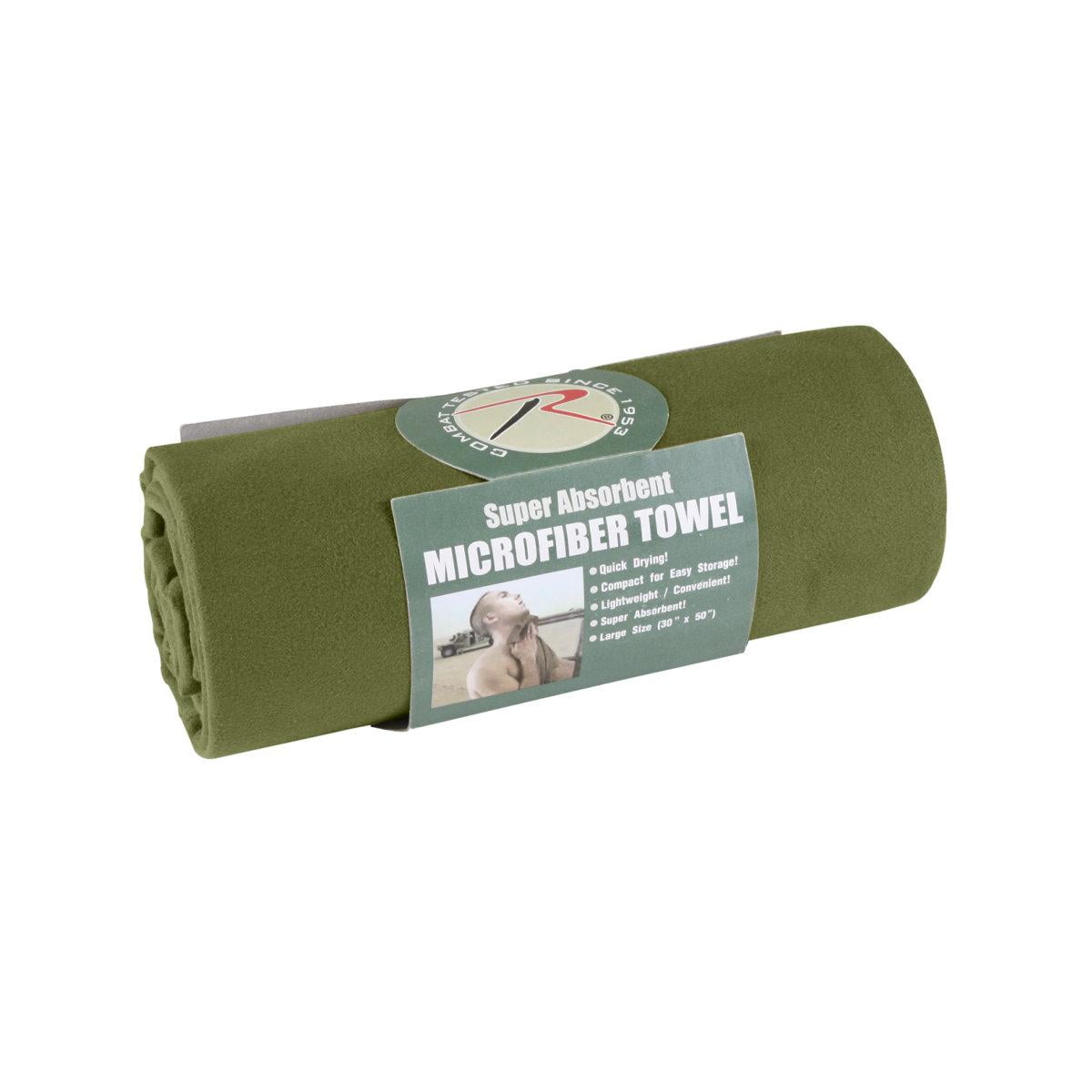 Microfiber Towel Quick Drying Absorbent Antibacterial Lightweight Packable Army 