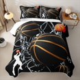 thumbnail image 2 of Castle Fairy Basketball Print Twin Quilt Set,Hoop Silhouette Pattern Twin Coverlet Set,Black Gold White, 2 of 7