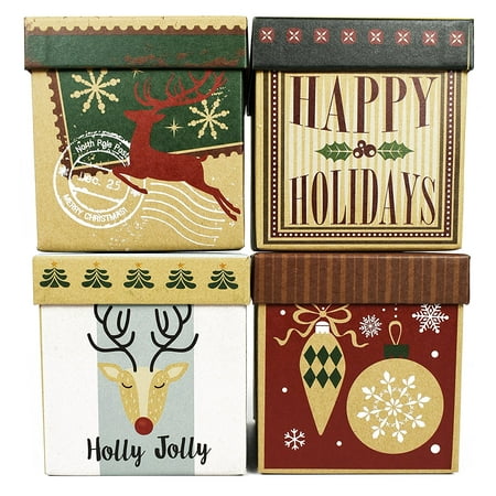 - Set of 4 Elegant Decorative Craft Holiday Themed Gift Boxes - 4