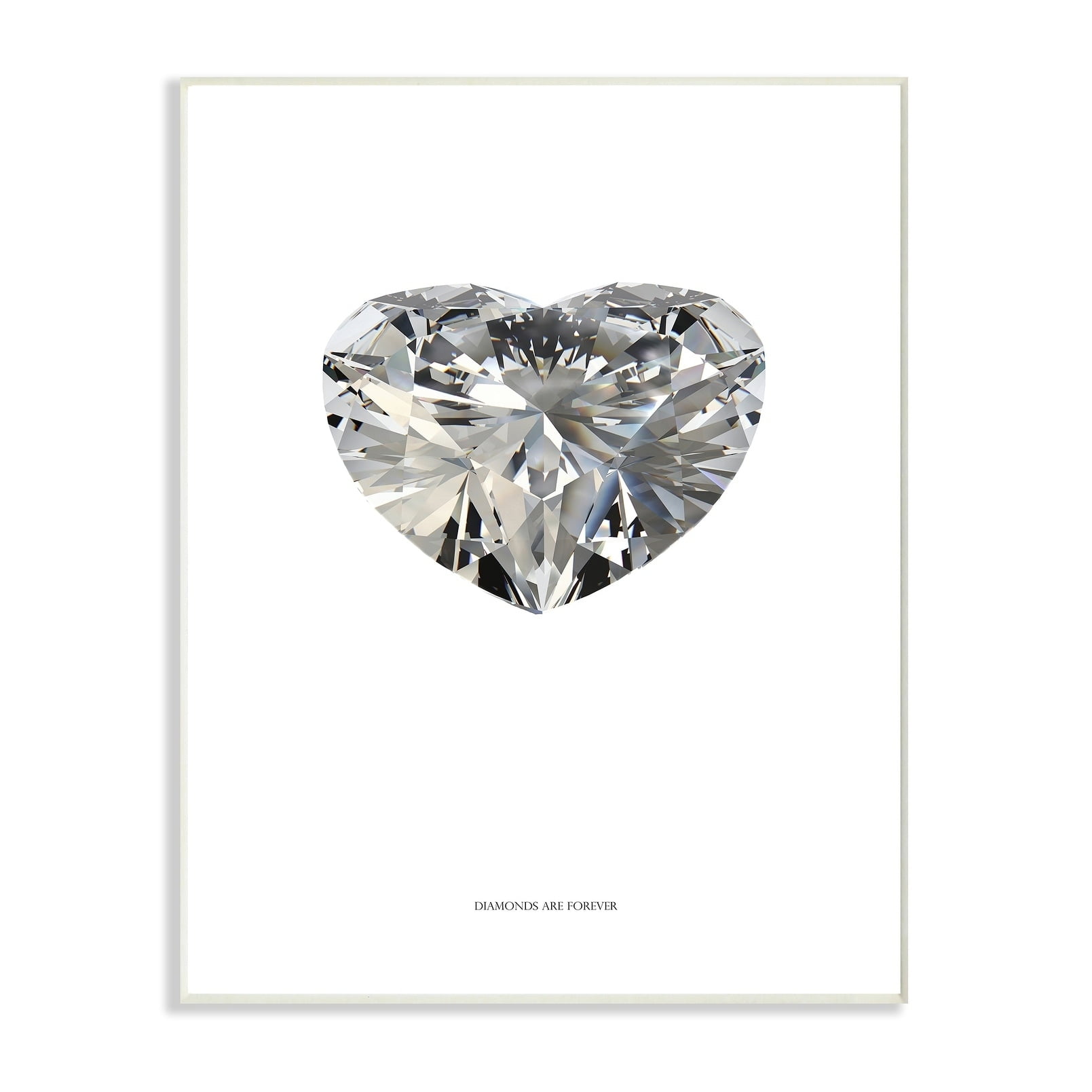Diamonds Are Forever Minimal White Heart Cut Shape Wall Plaque Art, 10 x 15