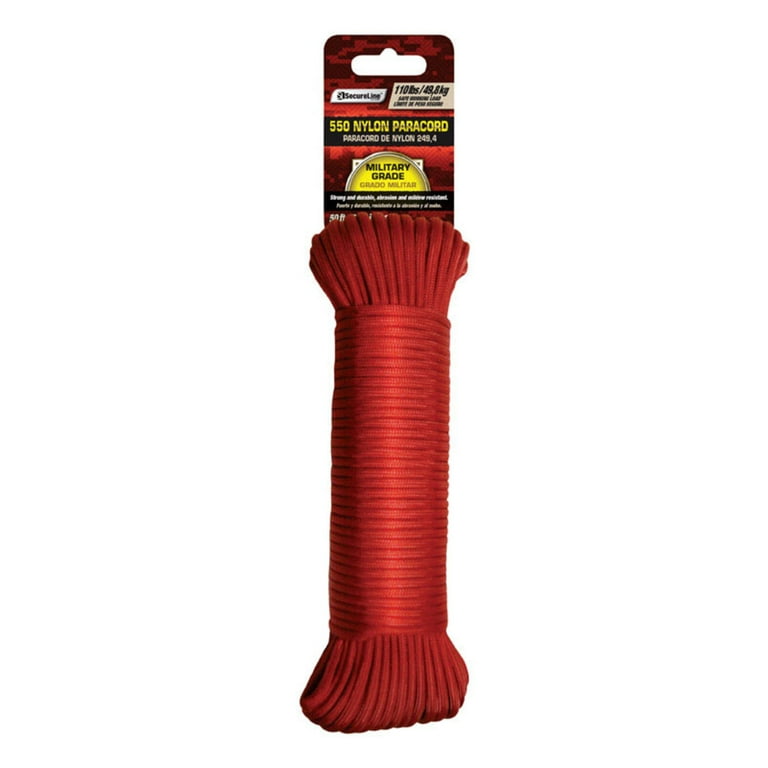 SecureLine 5/32 in. D X 100 ft. L Red Braided Nylon Paracord SecureLine 5/32 in. D X 100 ft. L Red Braided Nylon Paracord