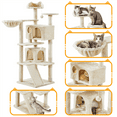 SmileMart 54" Double Condo Cat Tree with Scratching Post Tower, Beige
