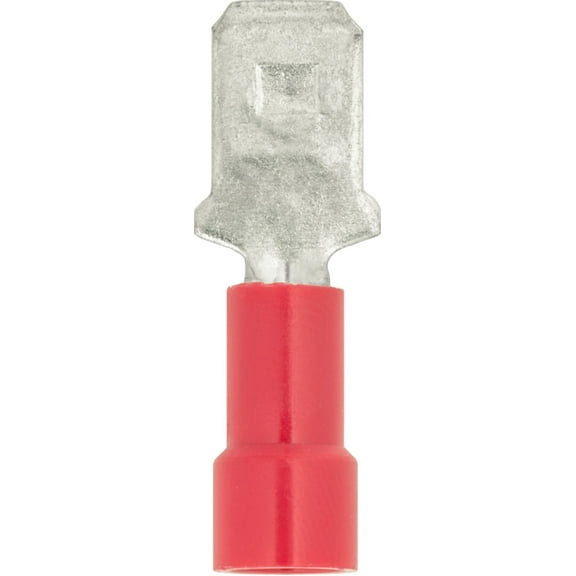 AMZ Clips And Fasteners 25 Solderless Terminals 1/4 Male Quick Connect 22-18 Gauge Red
