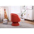 thumbnail image 3 of Swivel Accent Barrel Chair, Modern Round Armchair with Curved Backrest & Wooden Base, Comfy Single Leisure Sofa Couch Chair for Living Room Bedroom Office, Orange, 3 of 7