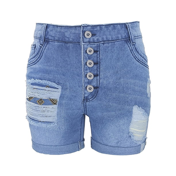 Mujeres Pantalones Cortos de Denim Casual Suelto Cintura Media, Pantalones Cortos de Uso Diario para Actividades Al Aire Libre Y de Verano