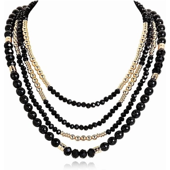 Coiris 4 Layer Chunky Beaded Necklaces for Women Boho Statement Necklace Colorful Acrylic Bead Choker Multi Strand Layered Collar Jewelry for Vacation Party Daily Wear