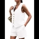 thumbnail image 3 of Conjuntos de Verano de 2 Piezas para Mujer, Sin Mangas, con Cuello en V, Abotonado, Chaleco y Pantalones Cortos con Bolsillos. XL, 3 of 9